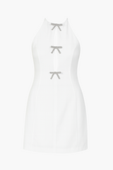 Shadow Star Jewel Bow Halter Mini Dress
