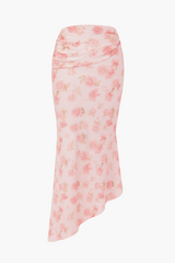 Rosaline Asymmetrical Ruched Floral Skirt
