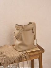 Elegant Bamboo Weaving Leather Bucket Bag