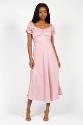 Cindy Satin Off-The-Shoulder Midi Dress