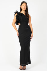 Talia Ruffle Mesh Maxi Dress