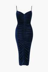 Starlett Ruched Velvet Shimmer Midi Dress