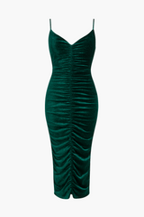Starlett Ruched Velvet Shimmer Midi Dress