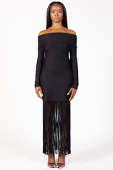 Aurelia Knit Fringe Midi Dress