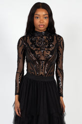 Starstruck Embellished Sequin Mesh Bodysuit