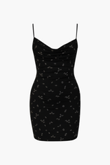 Aura Ruched Mesh Metallic Mini Dress
