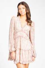 Madison Floral Ruffle Trim Mini Dress