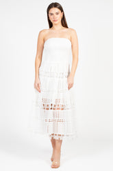 Mia Strapless Eyelet Midi Dress