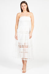 Mia Strapless Eyelet Midi Dress