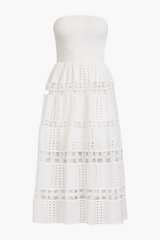 Mia Strapless Eyelet Midi Dress