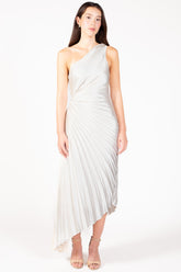Reagan One Shoulder Pleated Hi Lo Maxi Dress