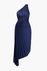 Reagan One Shoulder Pleated Hi Lo Maxi Dress