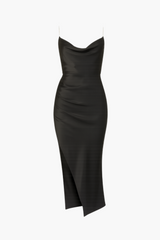 Imogen Drape Neck Rhinestone Midi Dress