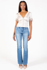 Opaline Lace Trim Satin Blouse