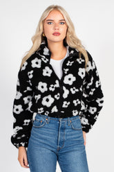 Lila Floral Print Sherpa Jacket