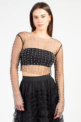 Vanity Pearl Embellished Crop Blouse