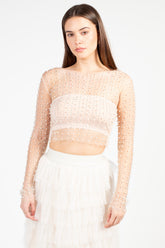 Vanity Pearl Embellished Crop Blouse