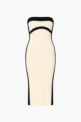 Isadora Strapless Knit Contrast Midi Dress