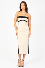 Isadora Strapless Knit Contrast Midi Dress