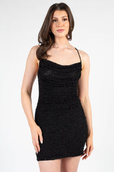 Poker Face Pearl Beaded Embellished Mini Dress