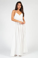 Zephrya Tie Back Satin Pleated Gown