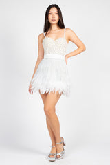 LoveGame Feather Trim Mini Skirt