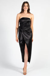 Hadley Satin Tie Waist Midi Dress