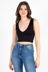 Nikibiki Ribbed Deep V Tank Top