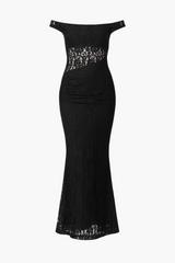 Viviette Off-The-Shoulder Lace Midi Dress
