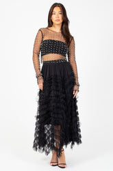 Robin Ruffle Tulle Midi Skirt