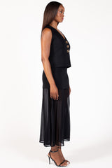 Cerelia Pleated Sheer Underlay Maxi Skirt