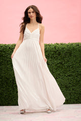 Zephrya Tie Back Satin Pleated Gown