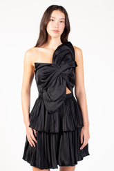 Lucetta Knotted Satin Mini Dress