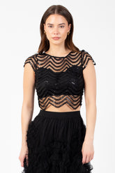 Edge of Glory Crochet Sequin Blouse