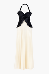 Cosette Halter Ruffle Pleated Maxi Dress