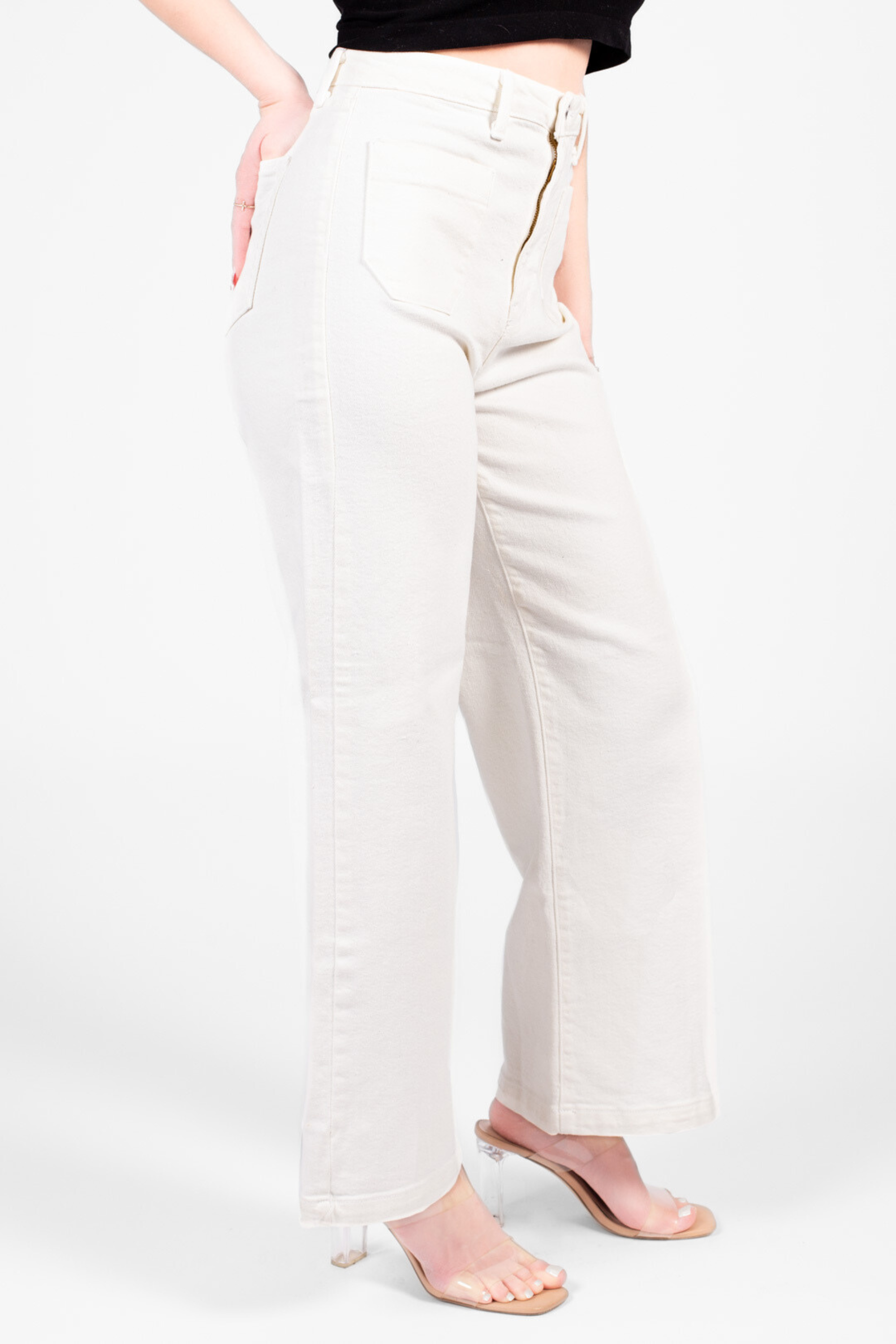 Just Black Denim Patch Pocket Wide Leg