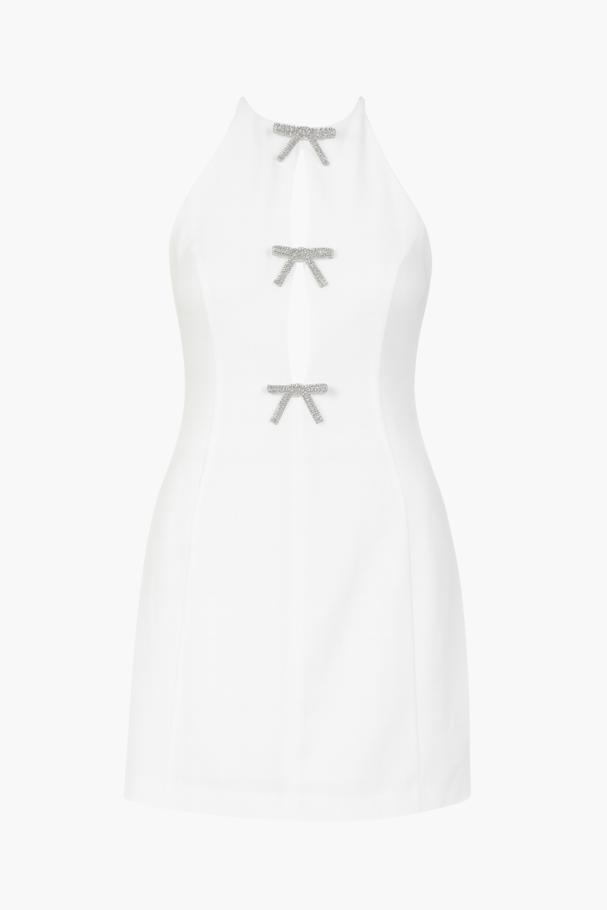 Shadow Star Jewel Bow Halter Mini Dress