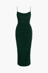Whitney Mesh Ruched Midi Dress
