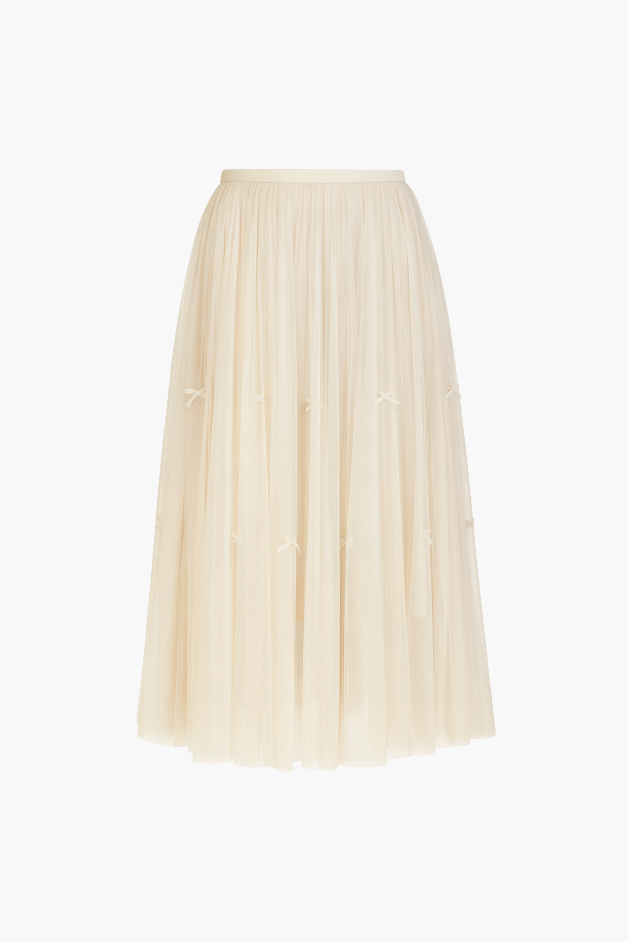 Isabeau Bow Pleated Mesh Maxi Skirt