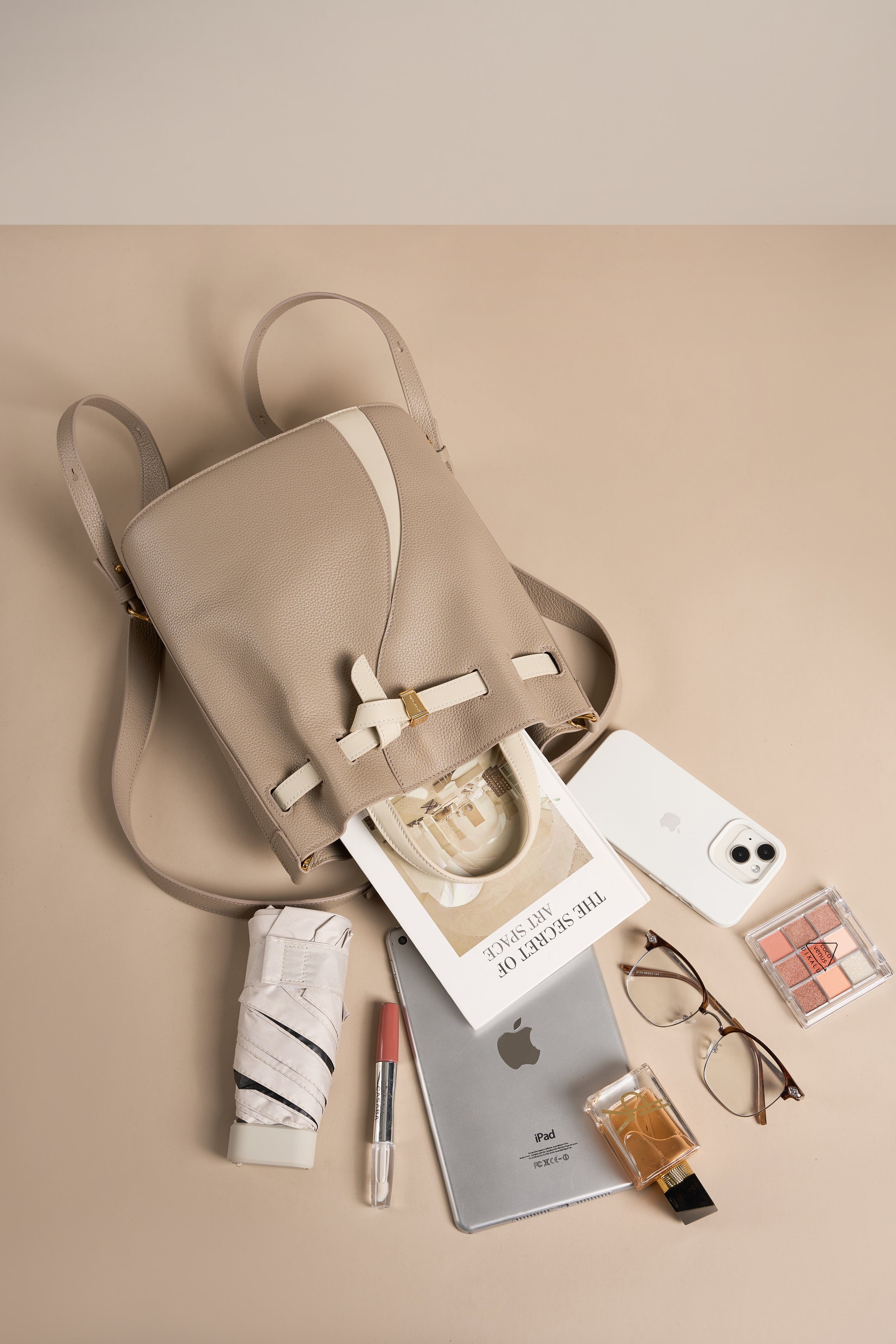 Functional Leather Bucket Bag Small Size