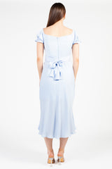 Cindy Satin Off-The-Shoulder Midi Dress