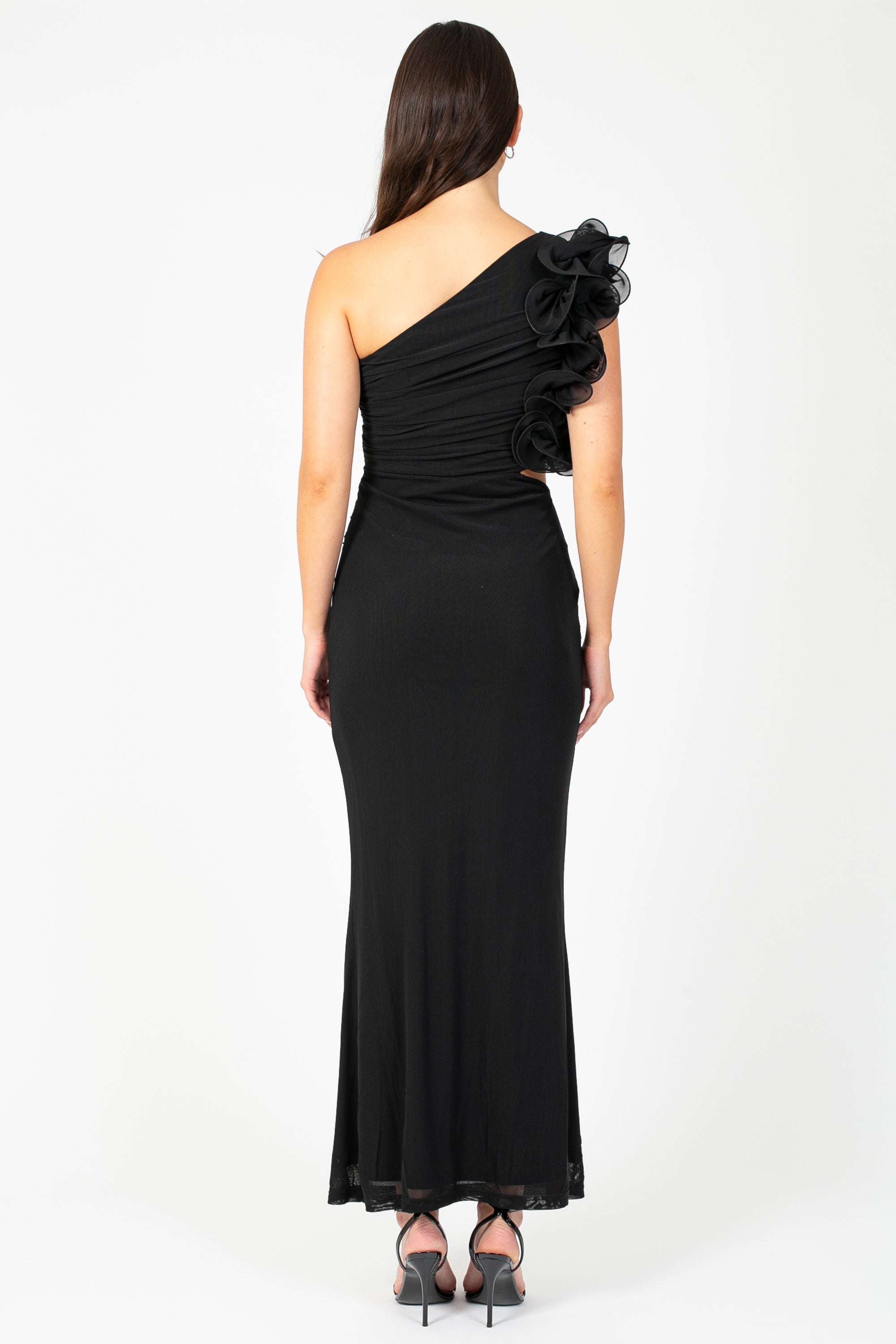 Talia Ruffle Mesh Maxi Dress