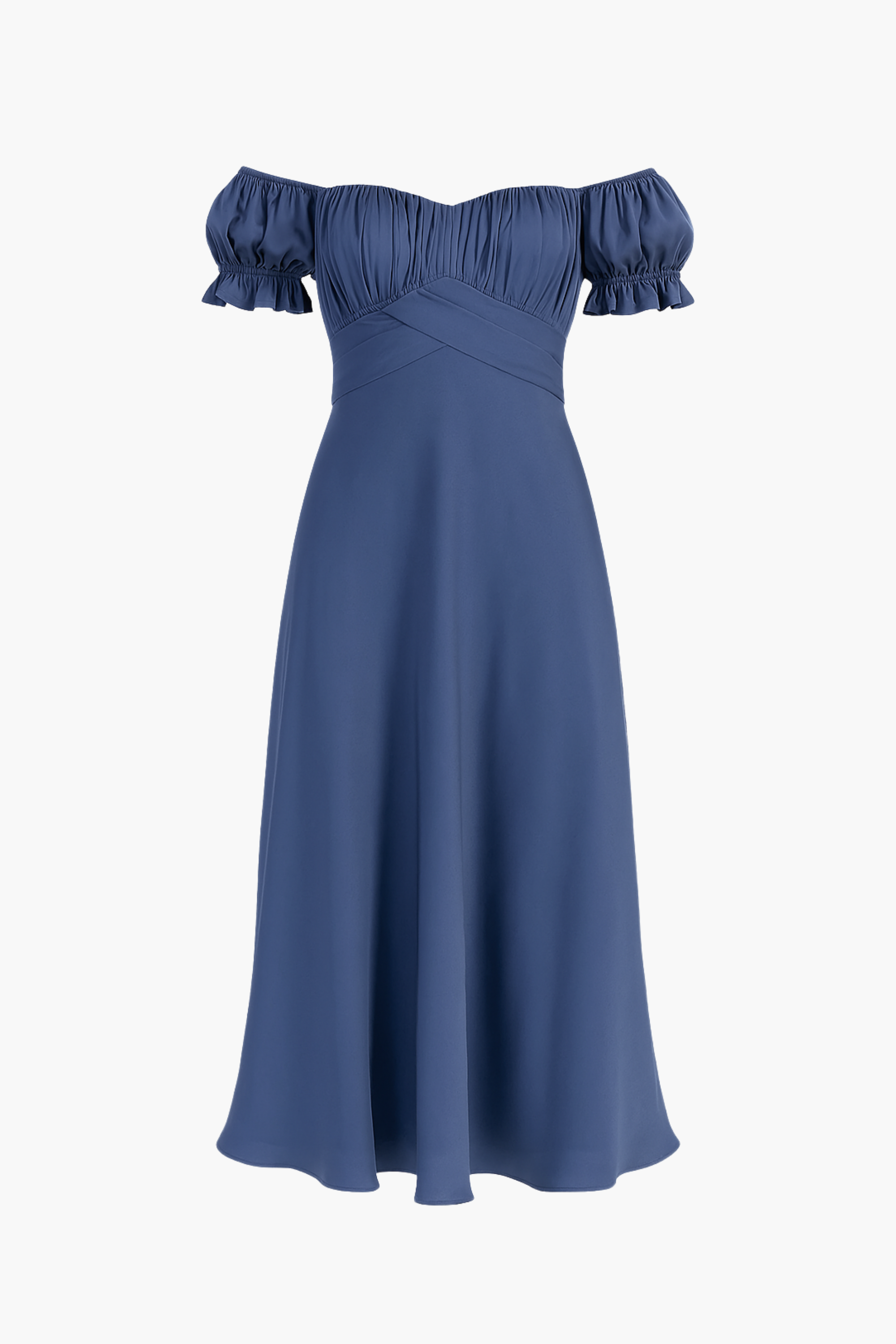 Cindy Satin Off-The-Shoulder Midi Dress