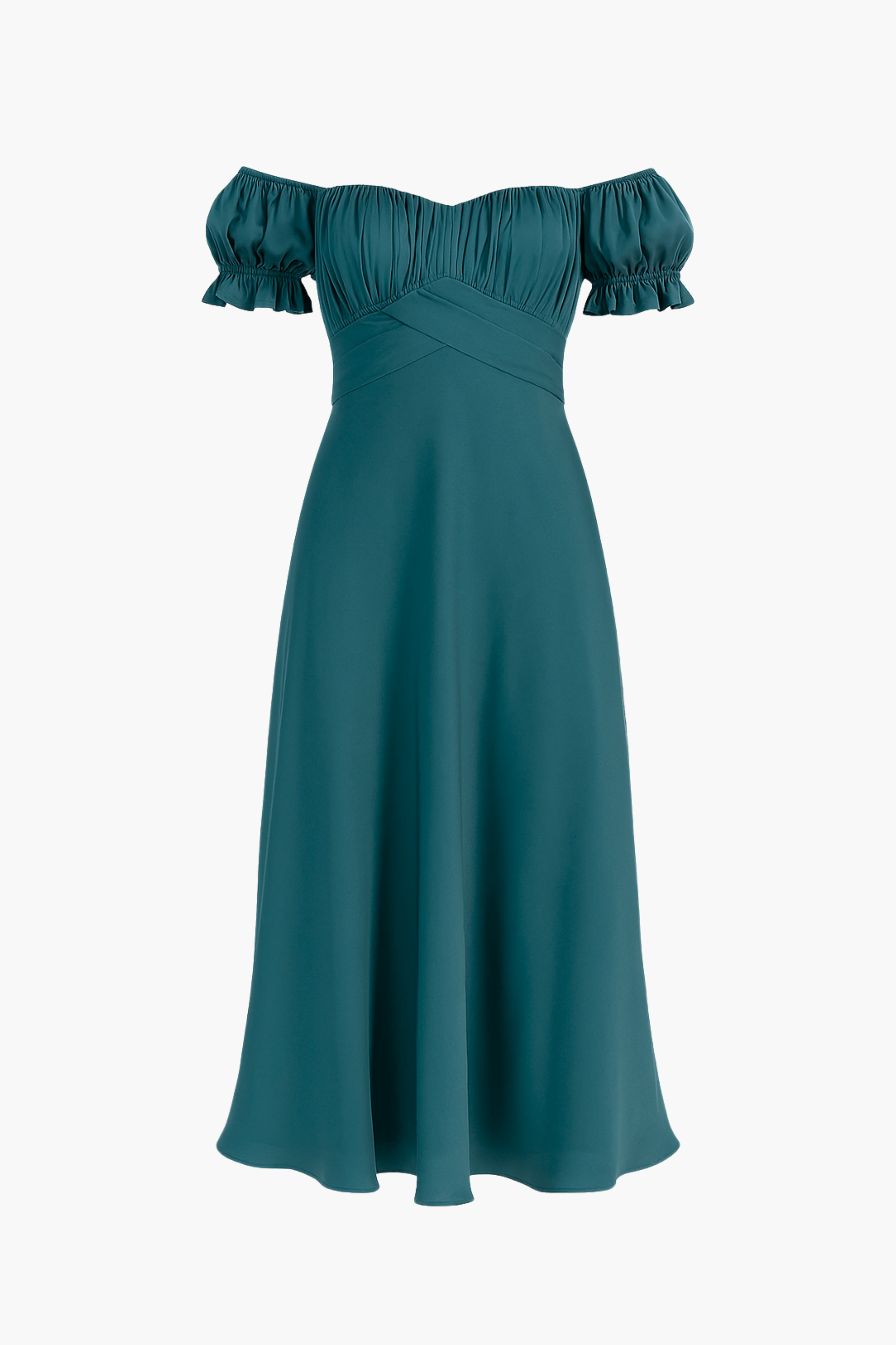 Cindy Satin Off-The-Shoulder Midi Dress