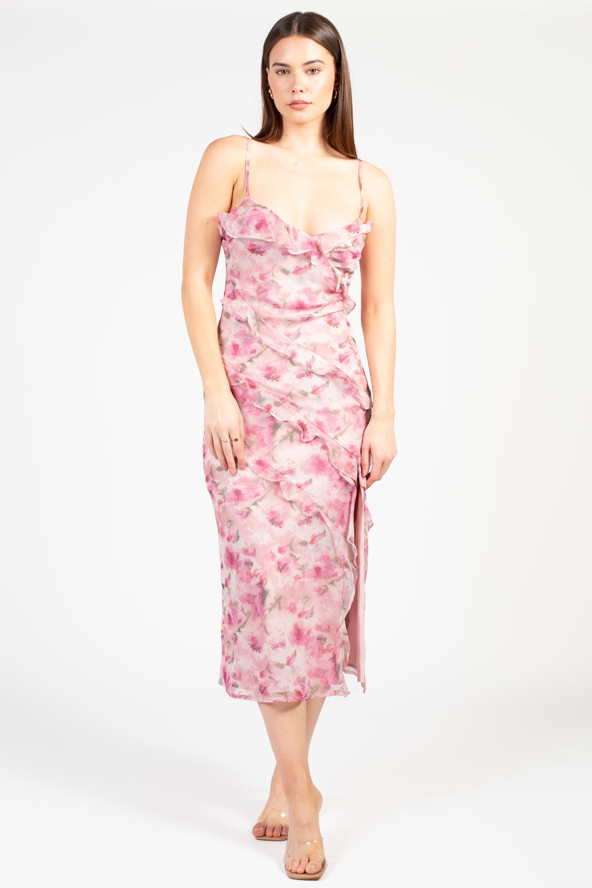 Maribelle Floral Ruffle Midi Dress