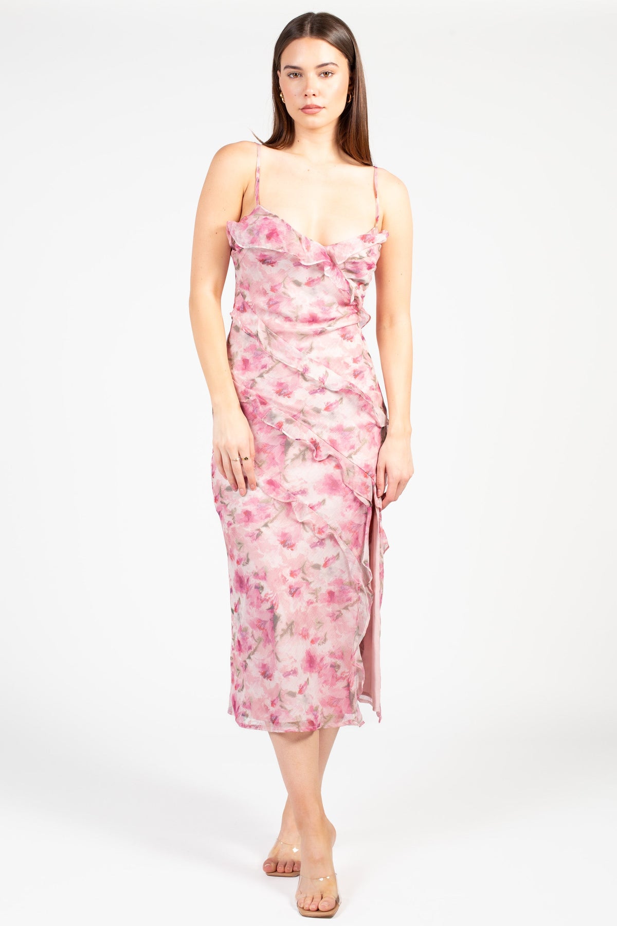 Maribelle Floral Ruffle Midi Dress