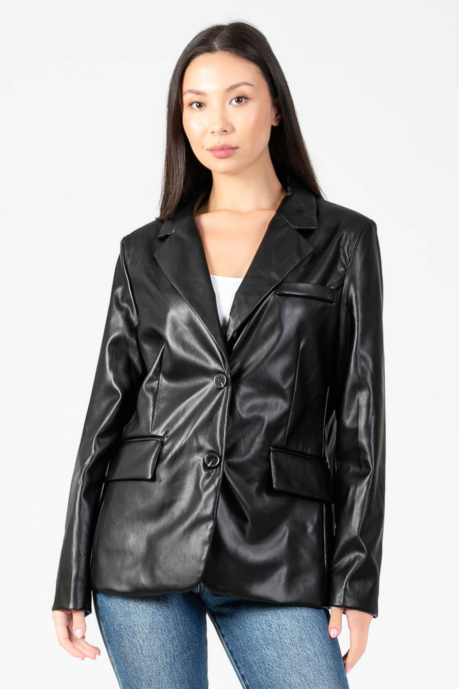 Hailey Vegan Leather Blazer