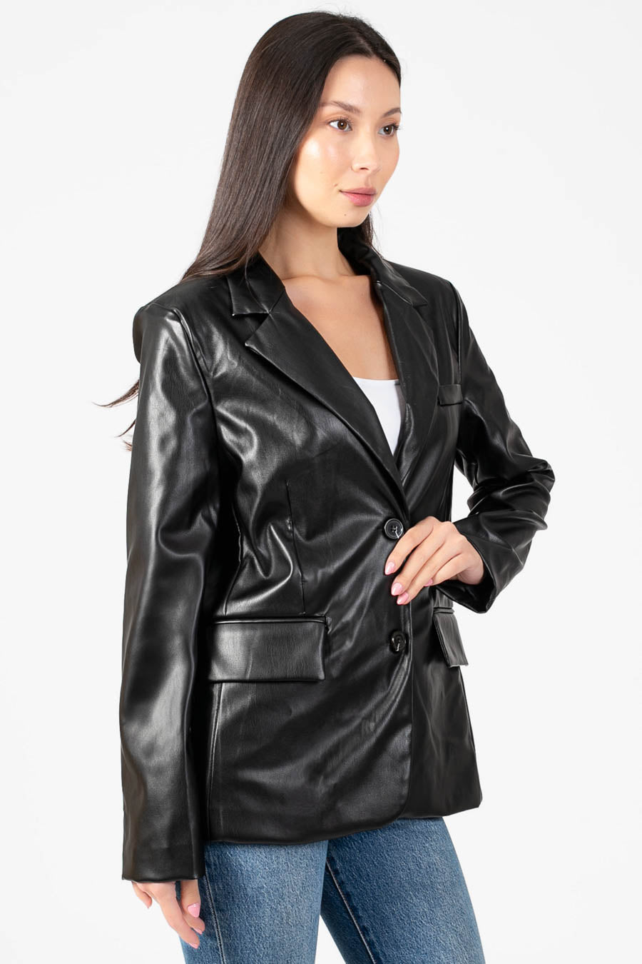 Hailey Vegan Leather Blazer