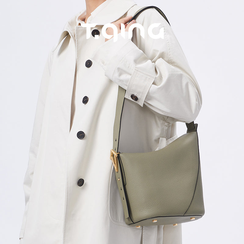 Handmade Leather Shoulder Bucket Bag