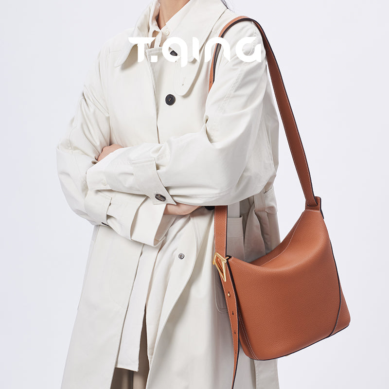Handmade Leather Shoulder Bucket Bag